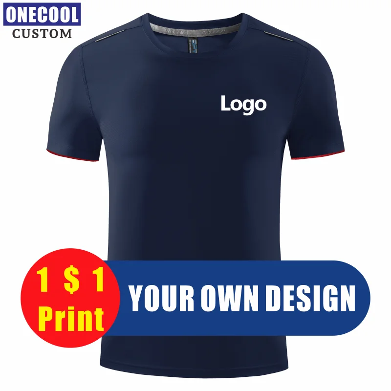 

Quick-Drying Round Neck Sports T-Shirt Custom Logo Print Company Team Activity Brand Embroidery Men Women 8 Color Tops ONECOOL