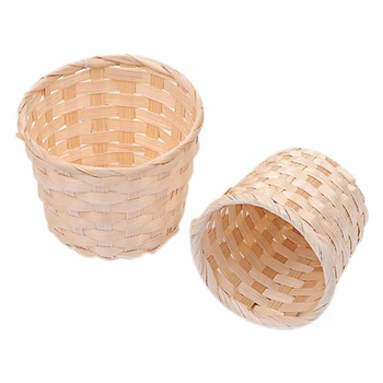 

10Pcs Artificial Flowers Storage Basket Straw Garden Flower Pot Handmade Egg Rattan Plant Bamboo Baskets