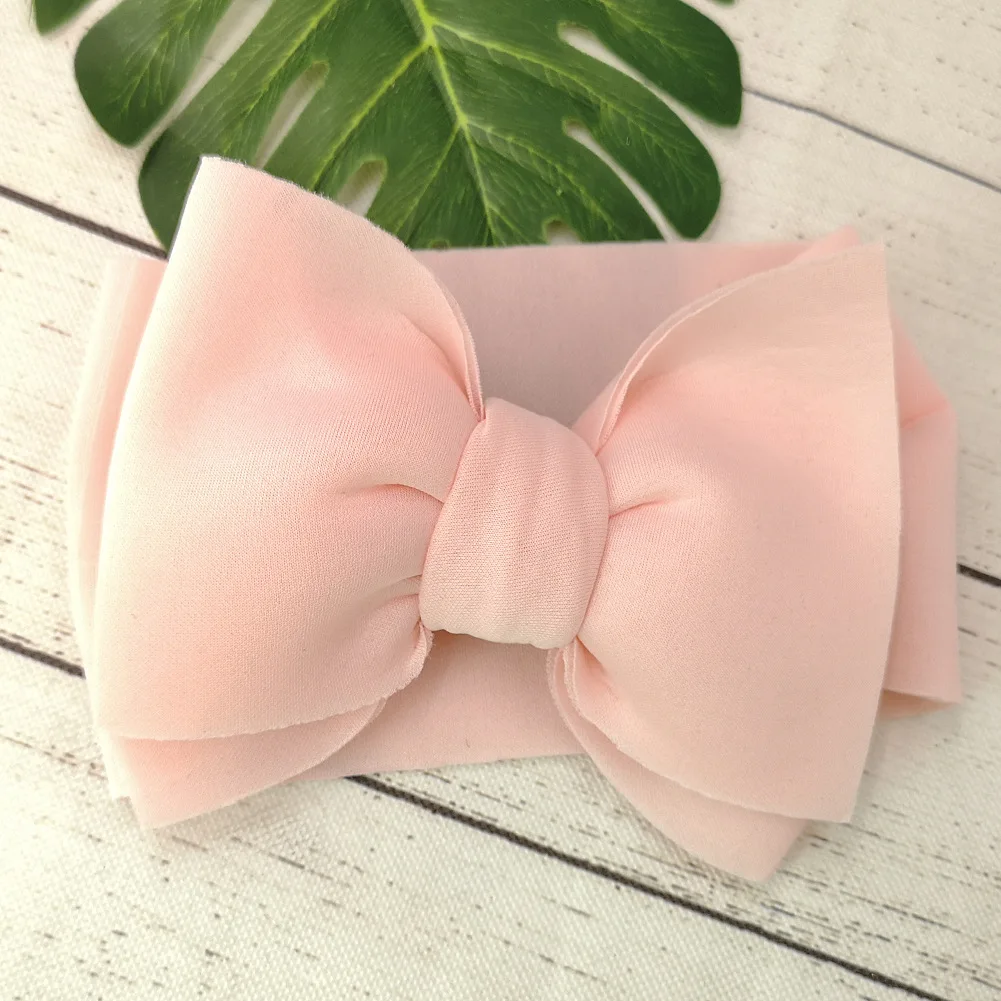 Light Pink Повязки на голову для маленьких девочек; повязка на голову для малышей; Пышное Бандо; Bebe Fille; тканевые повязки на голову с бантом; тюрбан; Детские аксессуары для волос - Цвет: Light Pink