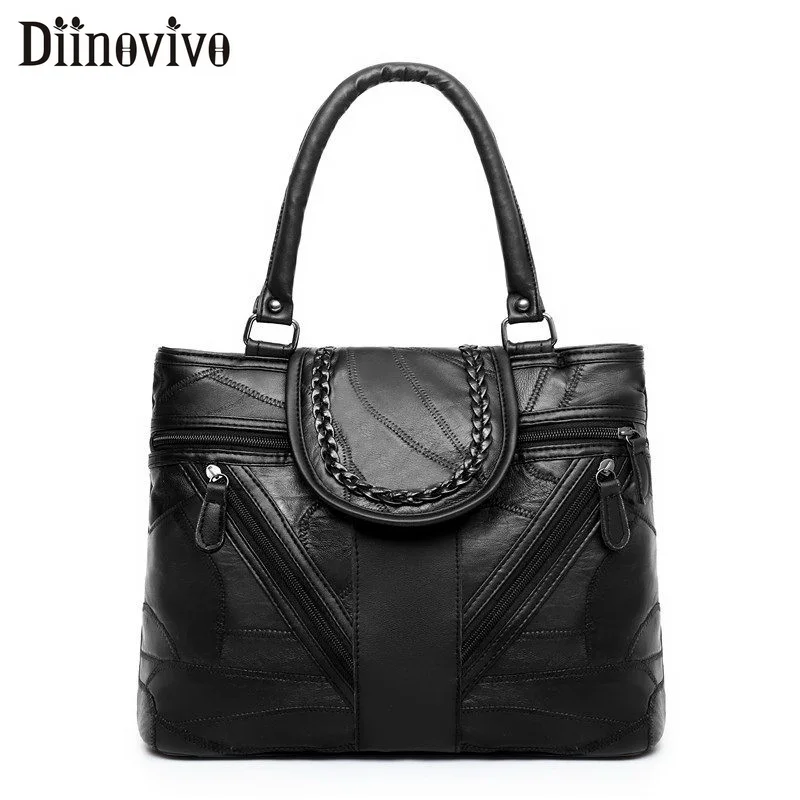 

DIINOVIVO Casual Tote Handbag Women Ruched Designer Shoulder Crossbody Bags Female Thread Top-handle Messenger Bag Soft WHDV1391