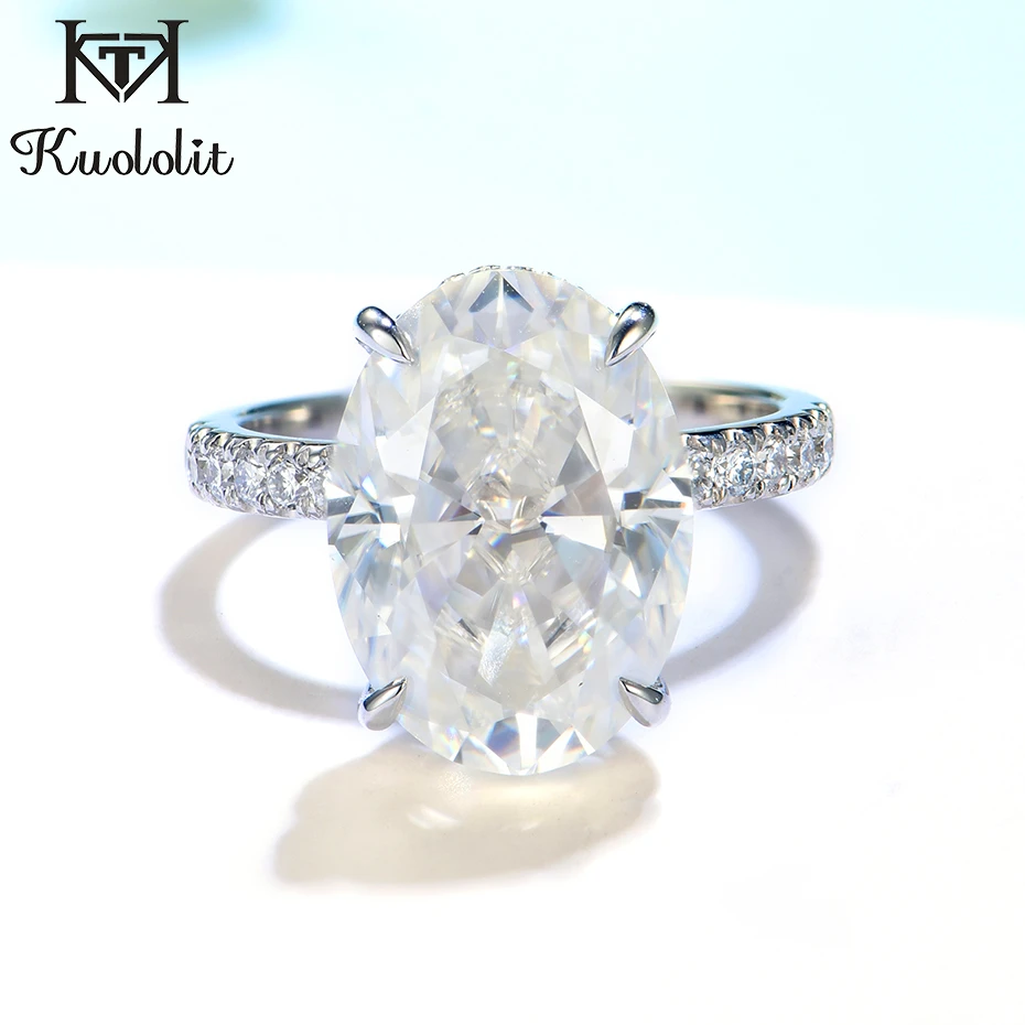 Kuololit 8ct Crushed Ice Moissanite 585 14k 10k White Gold Ring For