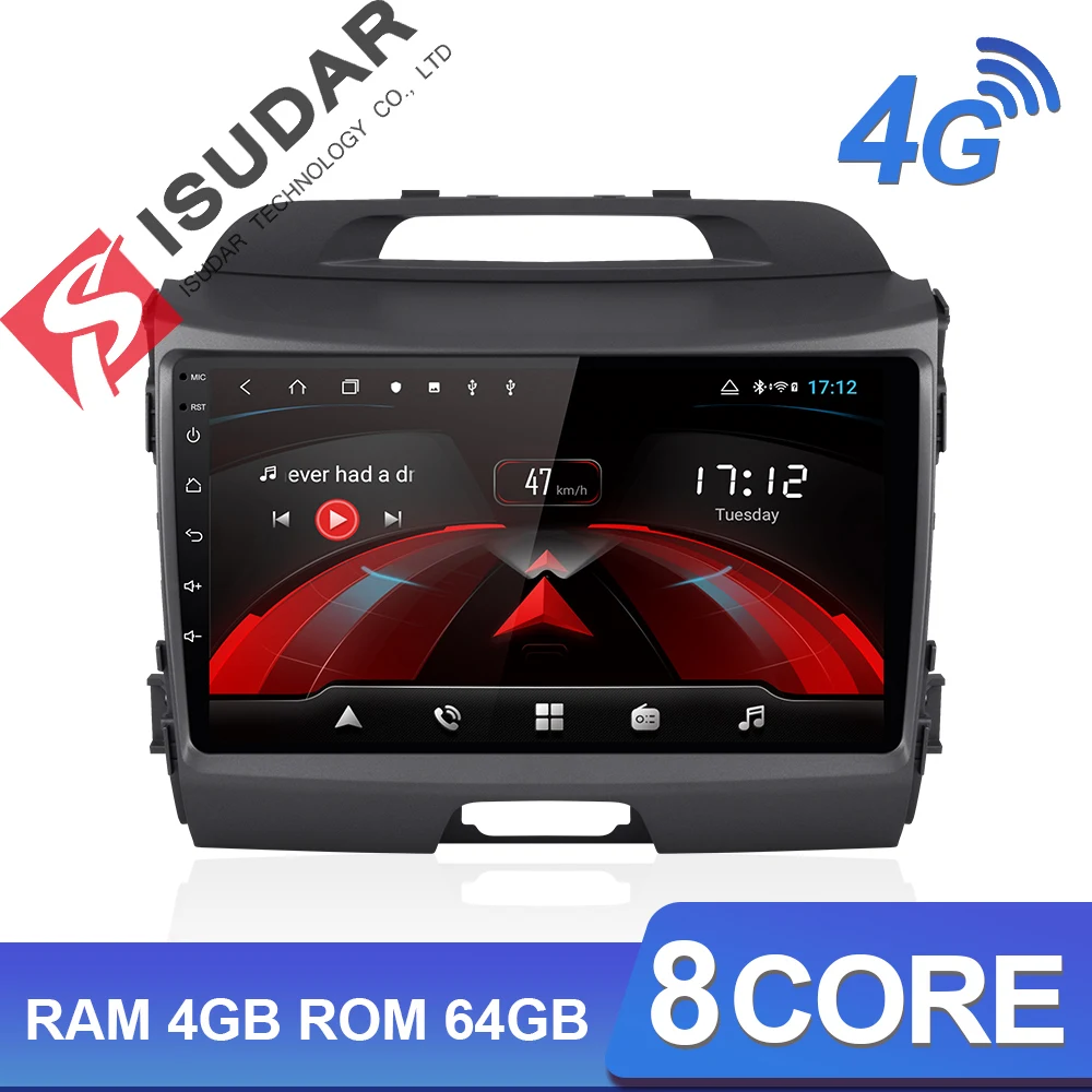 Isudar H53 4G Android 1 Din Авто Радио для KIA/Sportage автомобильный мультимедийный плеер Восьмиядерный ОЗУ 4 Гб ПЗУ 64 Гб gps USB DVR камера DSP