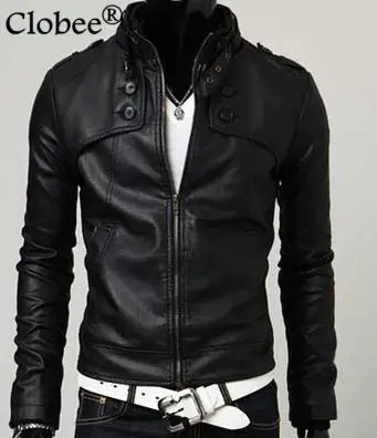 Мужская одежда Куртки из искусственной кожи на молнии мужские пальто с мехом готические черные хлопковые пальто YY922