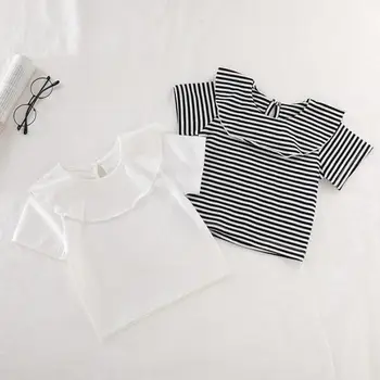

2020 Summer Newborn Baby T Shirts Striped Girls Tops Tees Short Sleeve White Black Cotton T Shirt For Kids Boy Girl Clothing