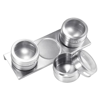 

Magnetic Spice Jar Stickers Stainless Steel Spice Cans Storage Container Pepper Seasoning Sprays Kitchen Powder Storage