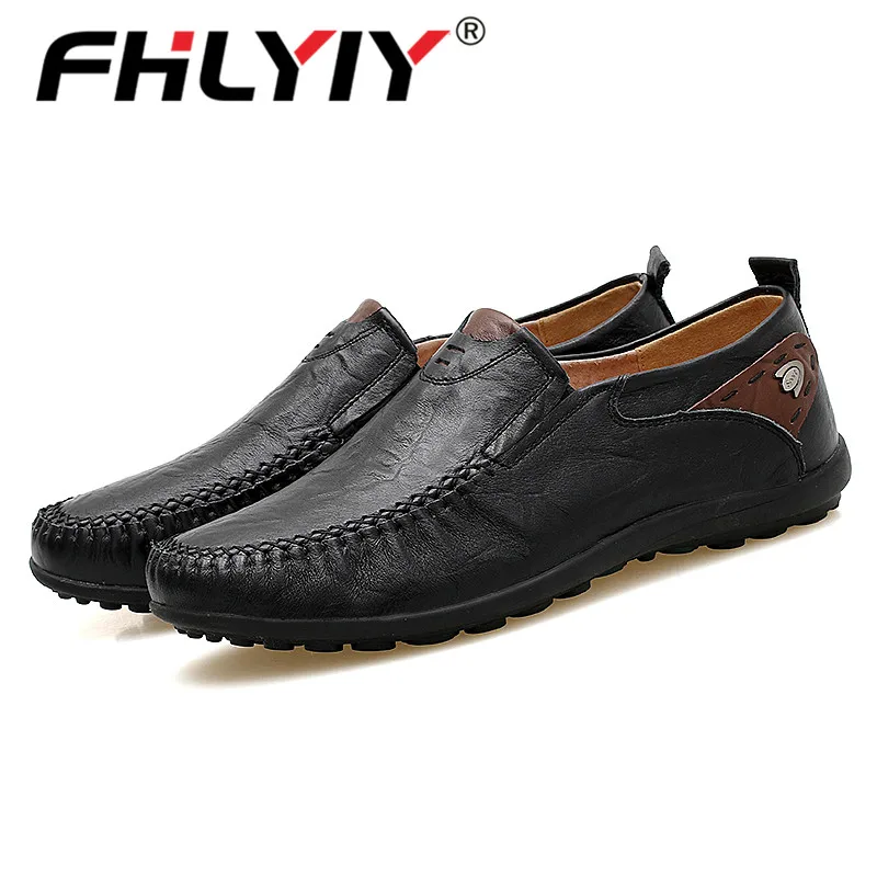 Fhlyiy/Лидер продаж; кожаная мужская обувь; повседневная мужская обувь на плоской подошве; водонепроницаемые дышащие лоферы; мужские мокасины; обувь для вождения; большой размер 47