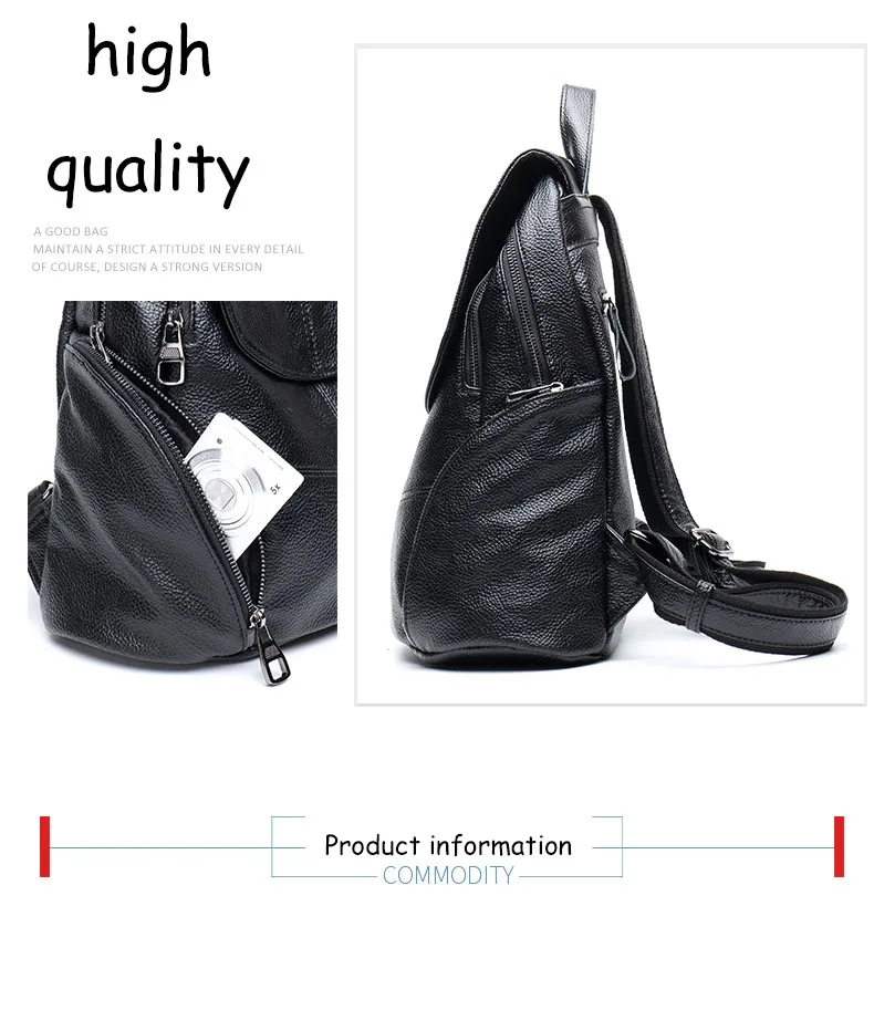 YILUNXI Woman black First layer cowhide zipper backpacks Female new style day pack Lady real leather latest bags High quality