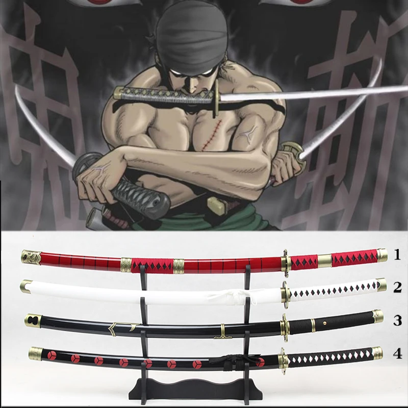 High carbon Forged steel Zoro sword for one piece Anime swords katana japanese style sharpness for cutting Red color