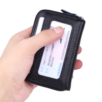 

RFID Women Credit Card Holder Wallet Fashion Genuine Leather Housekeeper Card Cover Accordion Purse Zipper Card Case 2020