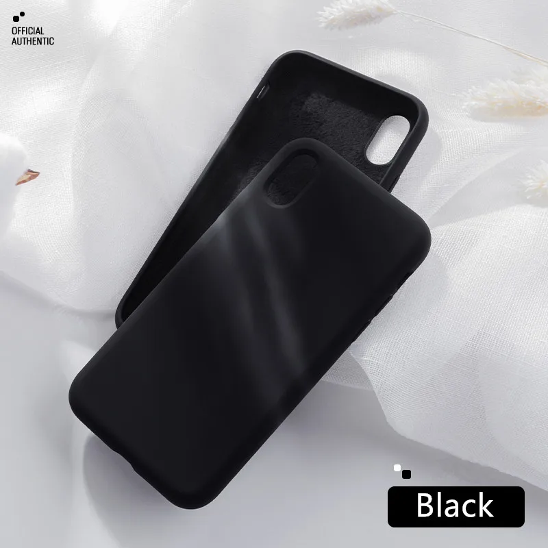 Официальный чехол для iPhone X XS MAX XR 7Plus жидкий силиконовый чехол для iPhone 7 8 6 S 6 S Plus Полные Защитные чехлы - Color: Black