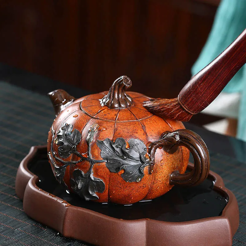 Taiwan Reflux Pot Wholesale Pumpkin Yixing Clay Teapot a Generation of Fat Raw Ore Segment Mud Entirely Handmade Pot Tea Set Top
