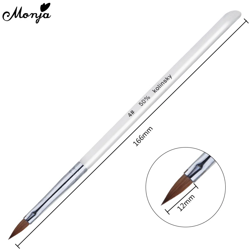 Monja 5 стилей колонковая кисть для ногтей искусство жидкая пудра резьба по дереву кисти для УФ-геля удлинитель прозрачная ручка для рисования - Цвет: 12mm