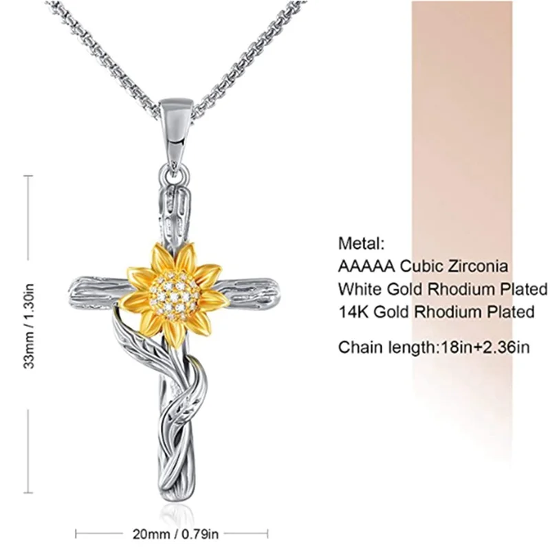 Cross Sunflower Necklace Choker Chain 