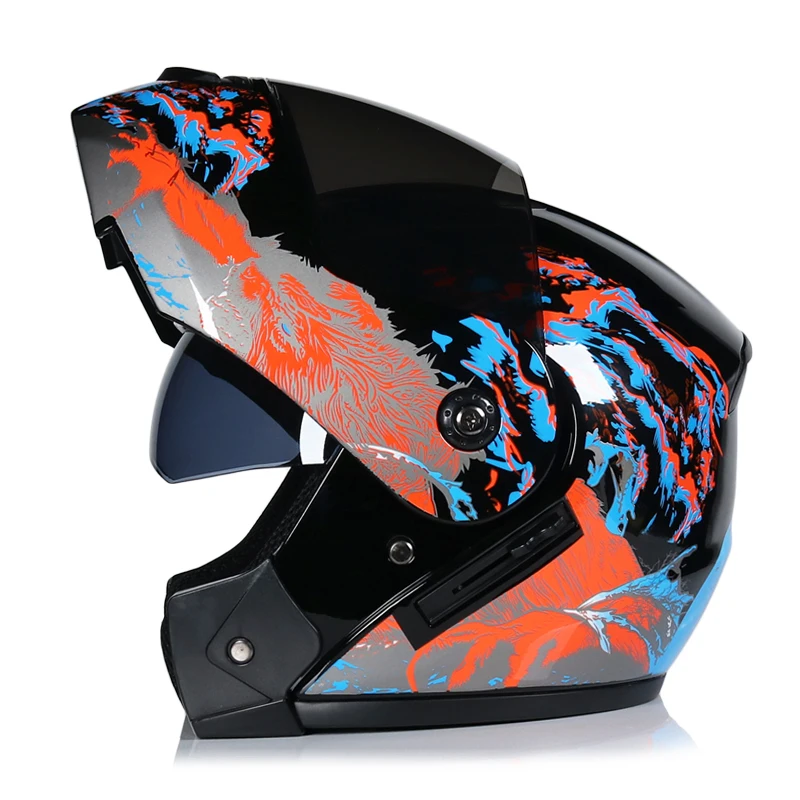 Профессиональные гоночные мотокроссные шлемы модульные с двойными линзами мотоциклетный шлем унисекс Полный лицевой безопасный шлем флип-ап Cascos Para Moto - Цвет: A23