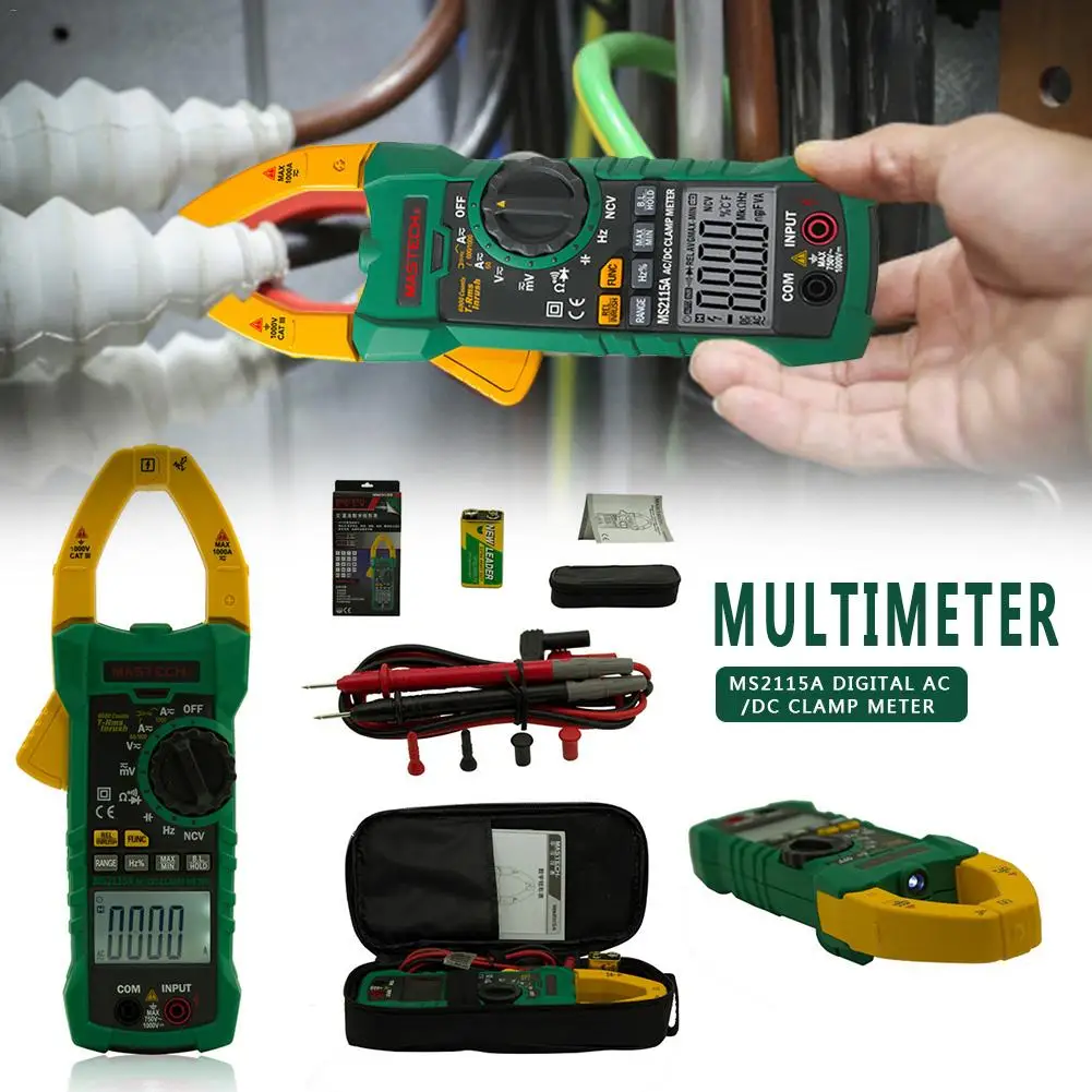 Mastech MS2115A True RMS цифровой DC/AC Зажим ЖК-измерители мультиметр Amp напряжение