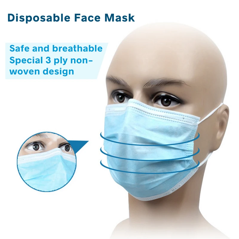 

in Stock ! Disposable Face Masks 3 Layers Dustproof Mask Facial Protective Cover Masks Dust Anti-Dust Mask Fast Delivery