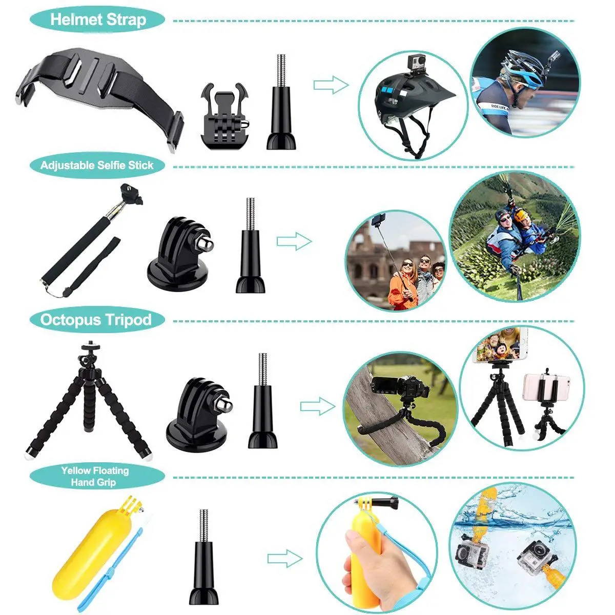 Комплект аксессуаров для экшн-камеры ABGN Hot-50 в 1 для GoPro Hero GoPro Hero6 5 4 3 чехол для переноски/нагрудный ремень/штатив Осьминог