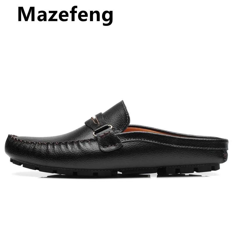 Mazefeng/мужские дизайнерские черные туфли; Роскошная Брендовая обувь; г.; высококачественные туфли из натуральной кожи на плоской подошве; тапочки-лоферы; повседневные летние сандалии
