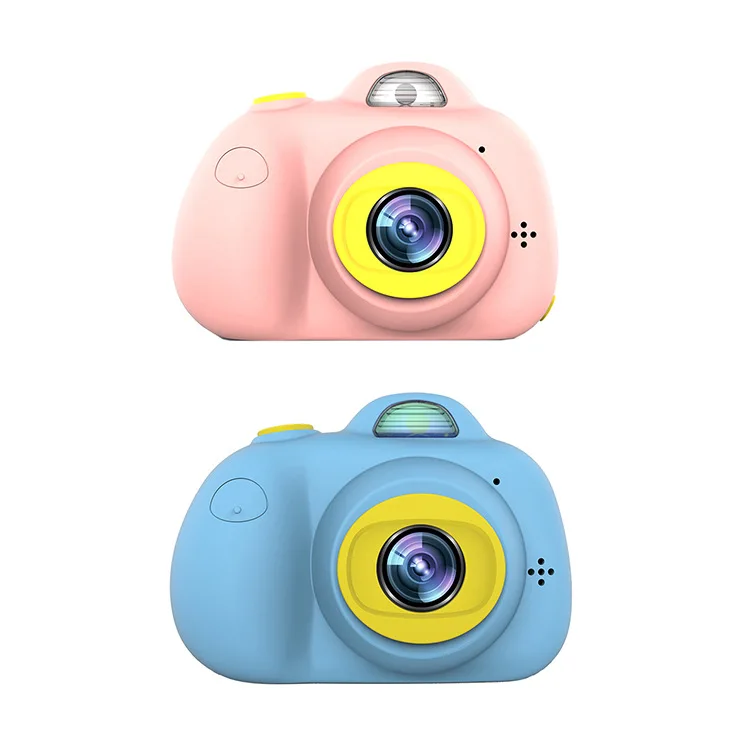 

Mini Children Camera Cute Drop-resistant Single-lens Reflex Camera Dual Lens Children Camera with Cartoon Photo Sticker