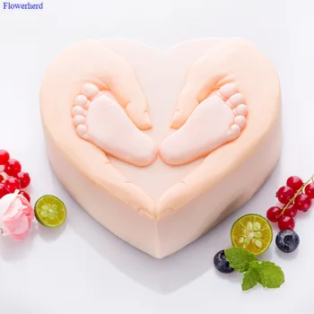 

Creative Mousse Silicone Cake Mold Thanksgiving Day 3D Heart Shape Innovative Infant Feet Shape DIY Chocolate Biscuit Mold