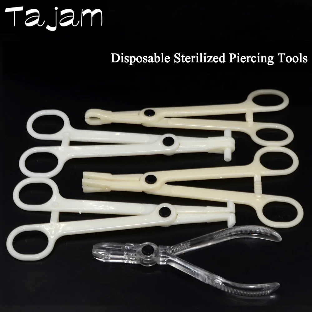 

1PC Disposable Opening /Closing Clamp Pliers Sterilized By EO Gas PC Forceps Clamp Ear Nose Lip Belly Body Piercing Forcep Tools