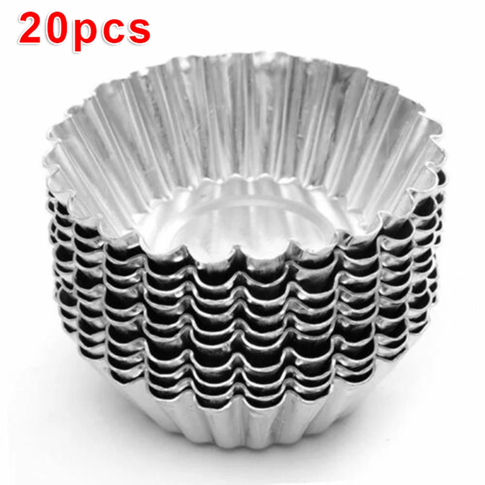 

20pcs Aluminum Alloy Egg Tart Mold Bakeware Cooking Mould Cake Cookies Puddings Cheesecakes Baking Molds