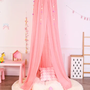 

Baby Bed Curtain Children Room Decoration Crib Netting Tent Washed Cotton Cloth Hung Dome Baby Mosquito Net Photog
