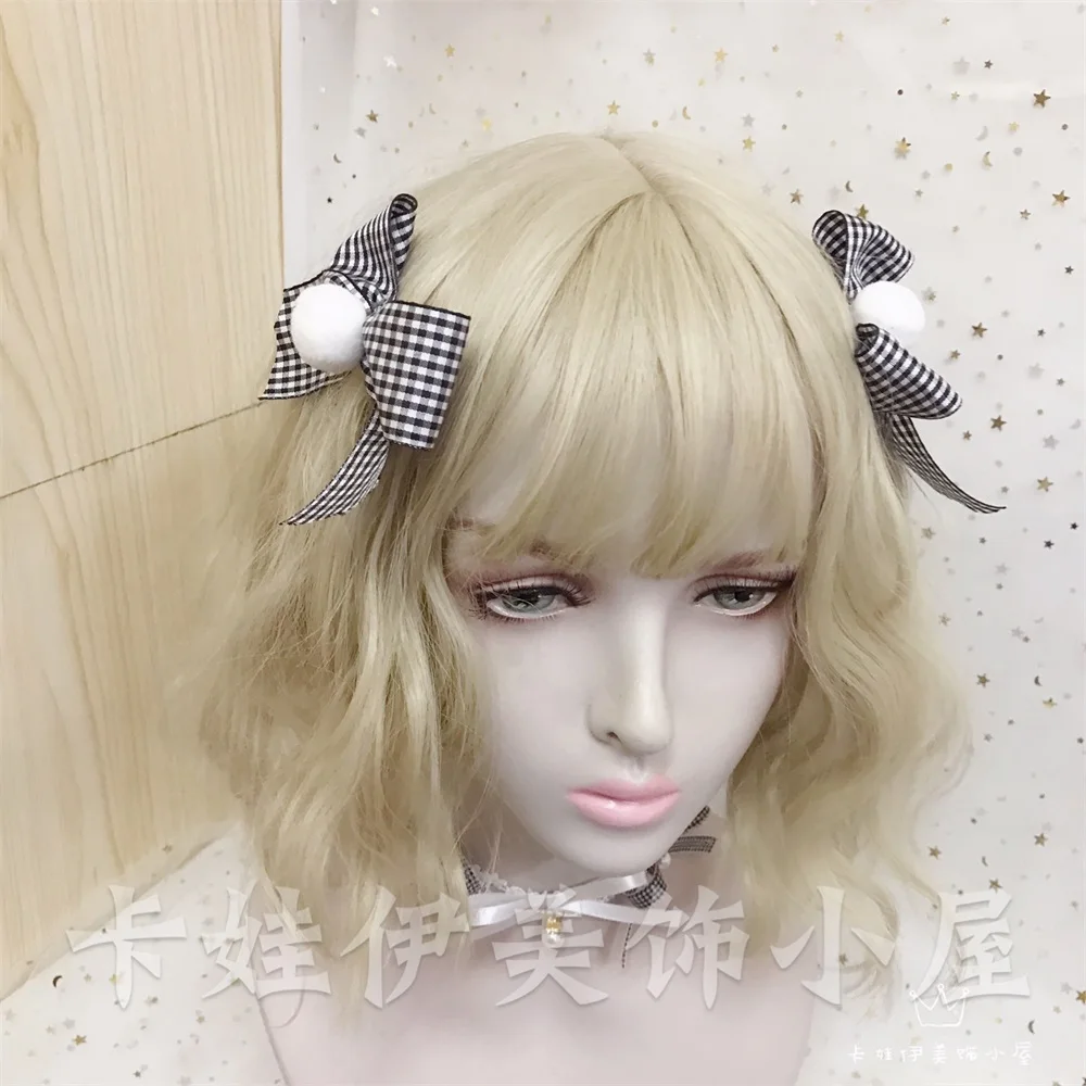 A pair Hair Clip Японская Милая повязка для волос Лолита черные и белые кролики KC обруч для волос боковой зажим ожерелье ручная работа заколка для волос украшения для волос Косплей - Цвет: A pair Hair Clip