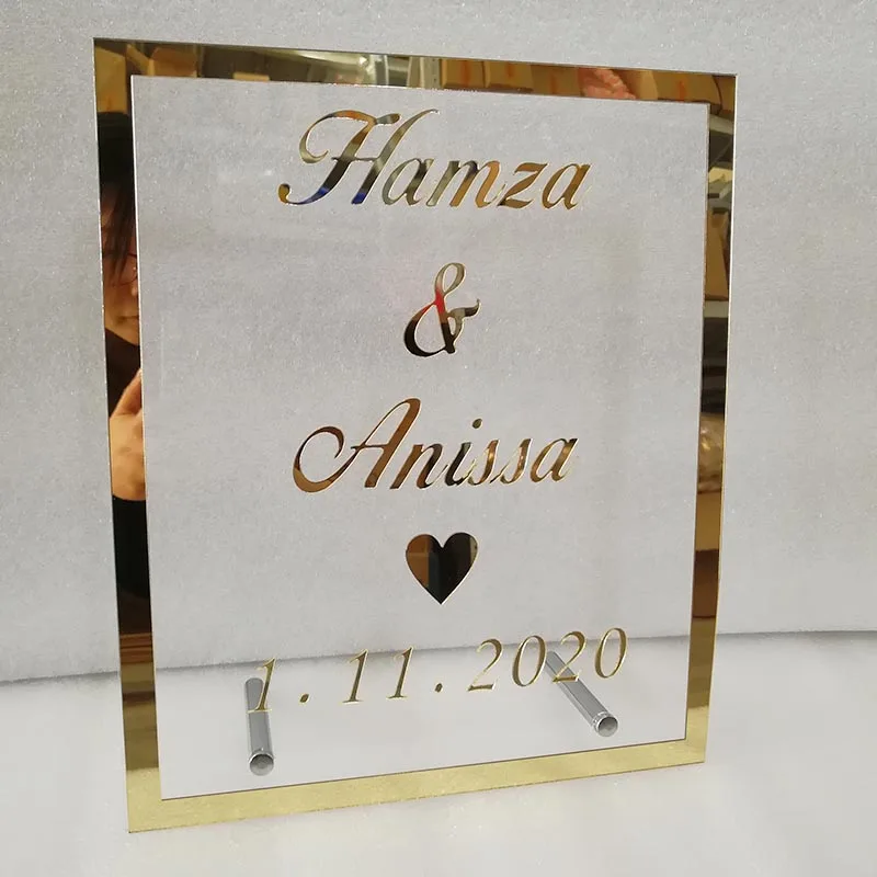 Personalized Wedding Couple Names Sign Mirror Acrylic Frame Names Welcome Guests Word Signs Wedding Party Decor Favor