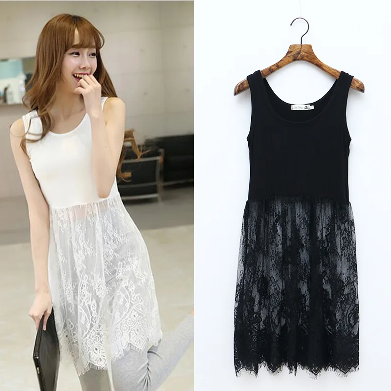 

Spring And Summer New Style Lace Strapped Dress Women's Sweet Base Skirt Sleeveless Mid-length Vest Skirt