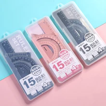 M & g metal 4in1 réguas conjunto de ferramentas de medição de precisão de liga de alumínio onda linha transferidor multi funcional papelaria de escritório