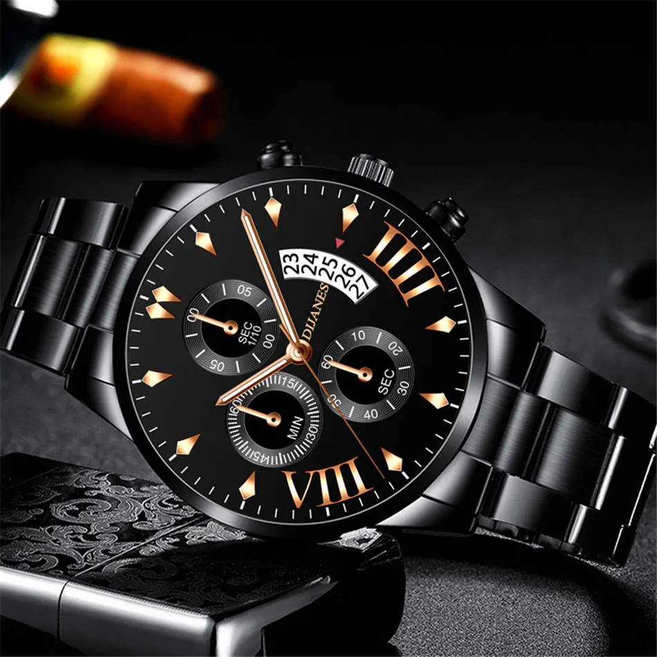 New Men Business Stainless Steel Quartz Wristwatch Fashion Mens Watches Calendar Date Clock Man Silver Bracelet Male Watch