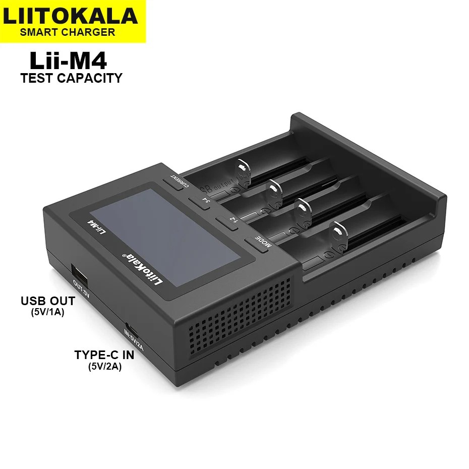 LiitoKala Lii-M4 18650 battery charger LCD display universal smart charger test capacity 26650 21700 18500 AA AAA etc 4slot