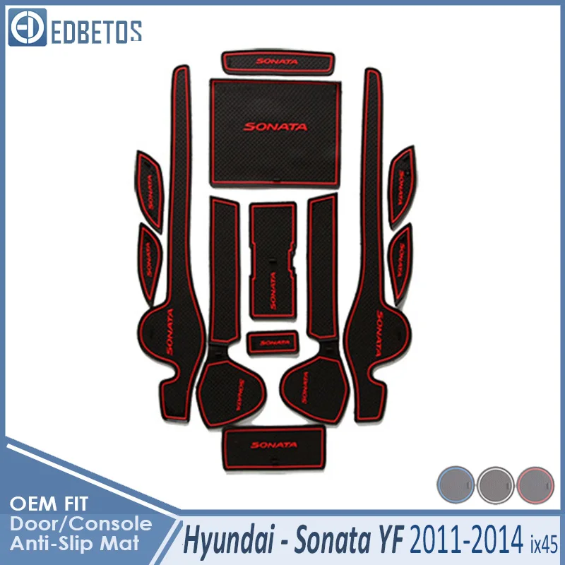Противоскользящий коврик для hyundai Sonata YF i45 2011 2012 2013 Аксессуары ворота слот подставка анти-Грязная дверь паз коврик автомобильный Interio - Название цвета: Sonata Red