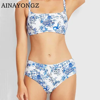 

2020 Sexy Bikini Set Women Regular Swimwear Print Push-up Swimsuit Summer High Waist Thong Bathing Suit Beach New Biquini Mujer