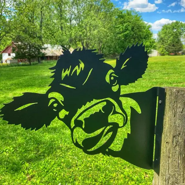 Csukló Állatok Farm Peeping Tehén Dísz Kerti Szobrok Patina Fém Művészeti Kecske Kakas Kert Peeker Állati Háztáji Gyep Tét - Image 4