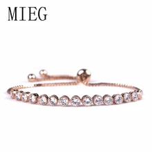 MIEG бренд Круглый вырез кубического циркония Кристалл Регулируемые браслеты Allure для женщин Свадебная часть Свадебные украшения подружки невесты