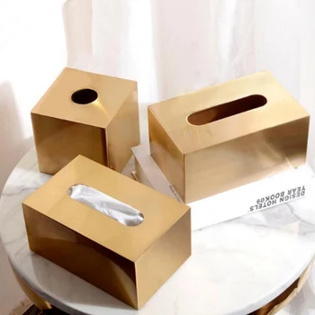 

Nordic Style Tissue Box Adorable House Square Tissue Box Holder Retangular Stainless Steel Home Decoration for Bathroom Bedroom