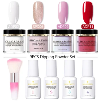 

BORN PRETTY 1Set Dipping Nail Powder Glitter Nail Art Decorations For Manicuring Dry Without Lamp Cure Dipping Nails Powder Set
