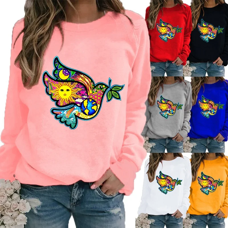 

Women's Winter Fashion Plus Size Casual Letter Printed T-shirt Long Sleeve Round Neck Comfortable Sports Sweatshirt