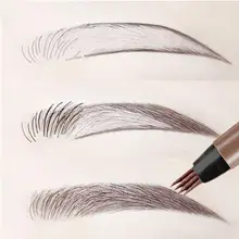 Crayon à sourcils à 4 fourchettes, maquillage naturel, teinte de sourcils, tatouage, marron foncé, cosmétique durable pour les yeux