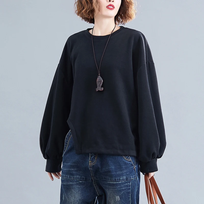 Oladivi/женские толстовки с капюшоном больших размеров, женские осенне-весенние пуловеры, повседневные топы, туники, женские пальто - Цвет: Черный