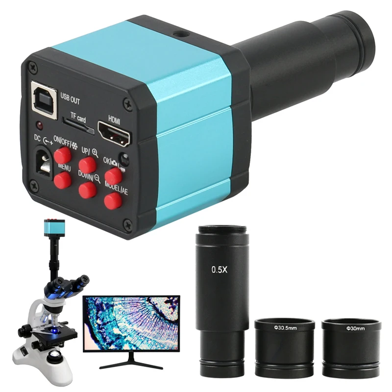

18MP 1080P 60FPS HDMI USB Electronic Eyepiece Video Microscope Camera Mounting Size 23.2mm With Ring Adapters 30mm 30.5mm