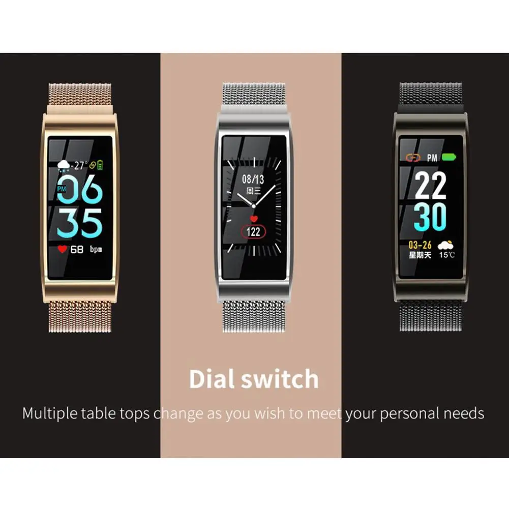 Inteligente à Prova Relógio para Mulher Pulseira Dwaterproof Água Pressão Arterial Bluetooth Ouro Prata Metal Fitness Rastreador Namorada 7 Pulseira inteligente à prova dwaterproof água pressão