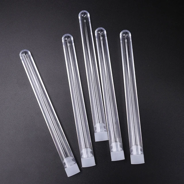 Tubes à essai en plastique transparent, tubes à essai de laboratoire avec  bouchons blancs, flacons en plastique transparent, 15x100mm, 12ml, ensemble  de 25 pièces - AliExpress