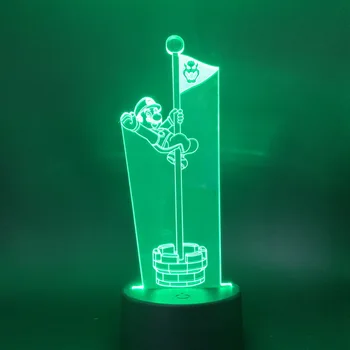 

Table Desk 3d Lamp Game Super Mario Touching The Goal Pole Flag Led Night Light Cool Gift for Kids Child Bed room Decoration