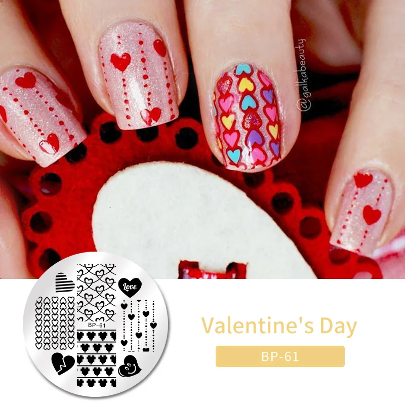 Набор для штамповки ногтей на День святого Валентина с изображением влюбленных и поцелуев шаблоны для штампов для ногтей из нержавеющей стали инструменты для печати ногтей - Цвет: BP-61