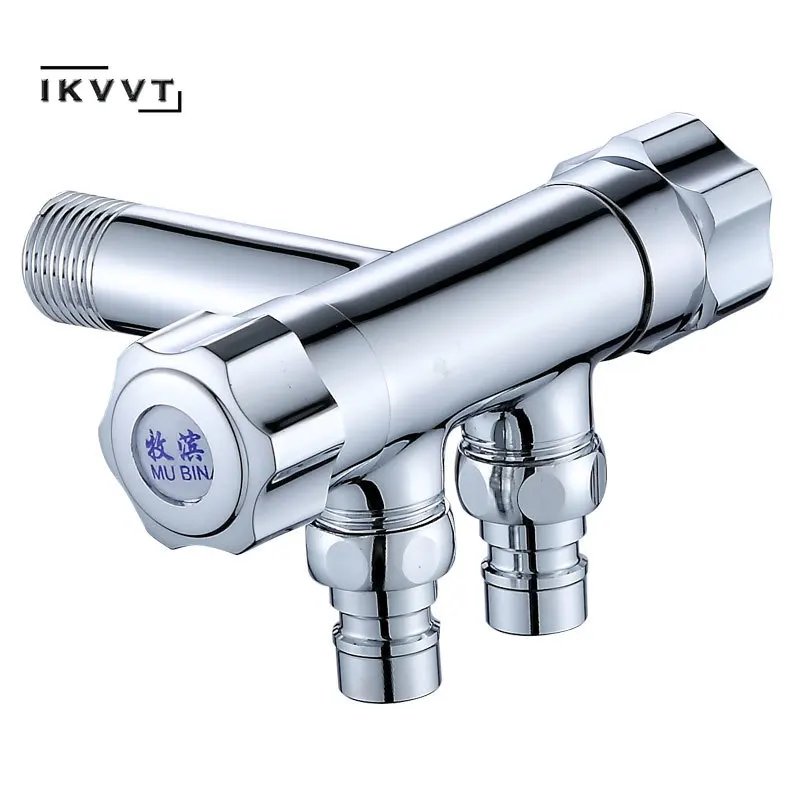 

G1/2 Three-way Triangle Valve One Into Two Out Double Water Angle Valve Washing Machine Toilet Stop Valve Multi-function Tap