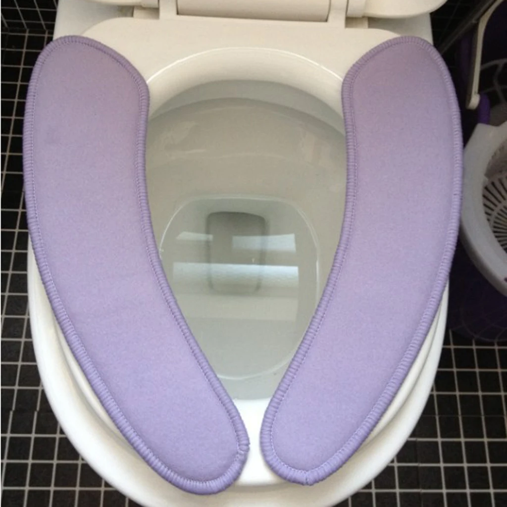 2Pcs Warm Plush Bathroom Toilet Seat Mats Cushion Pad for Winter, Comfortable, Self-Adhesive