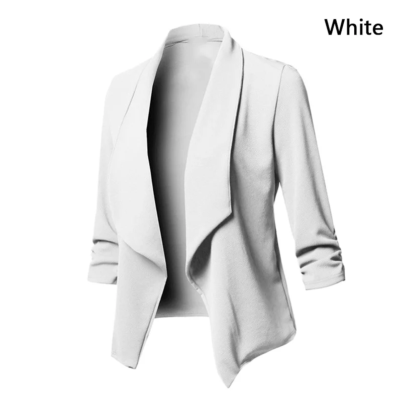 Модный женский повседневный костюм, пальто, Блейзер, плиссированная куртка с длинным рукавом, верхняя одежда, Женский Тонкий Блейзер, костюм с длинным рукавом, плиссированный однотонный костюм - Цвет: Белый